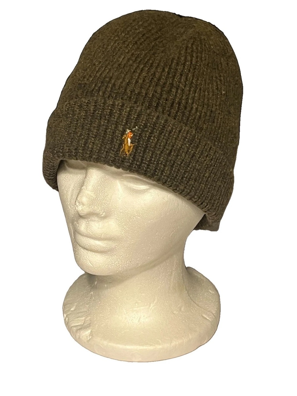 Polo Ralph Lauren Pony Logo Merino Wool Cuff Olive Green Beanie Hat O/S Unisex